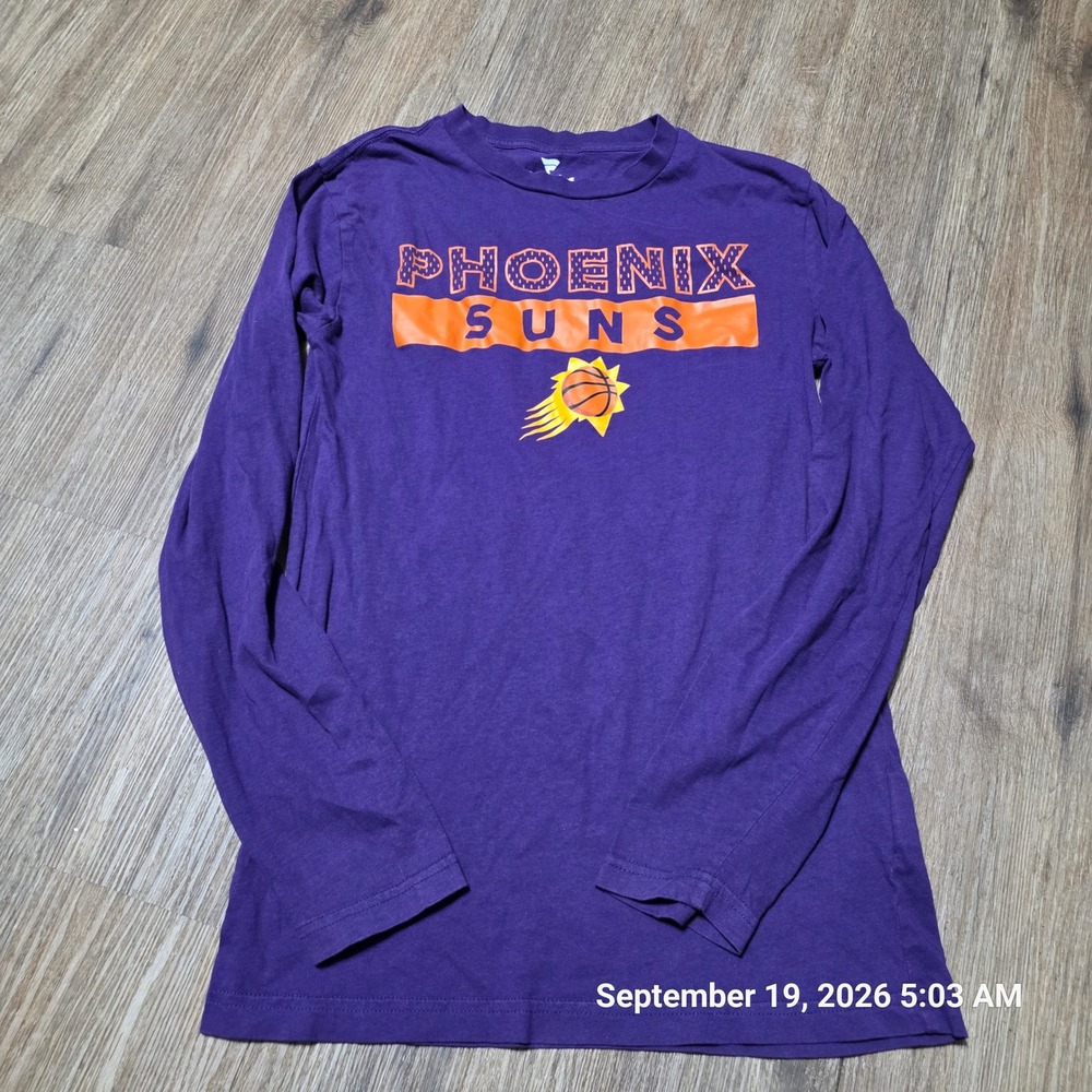 Fanatics Phoenix Suns NBA Long Sleeve Graphic T-Shirt Mens Small Purple Orange